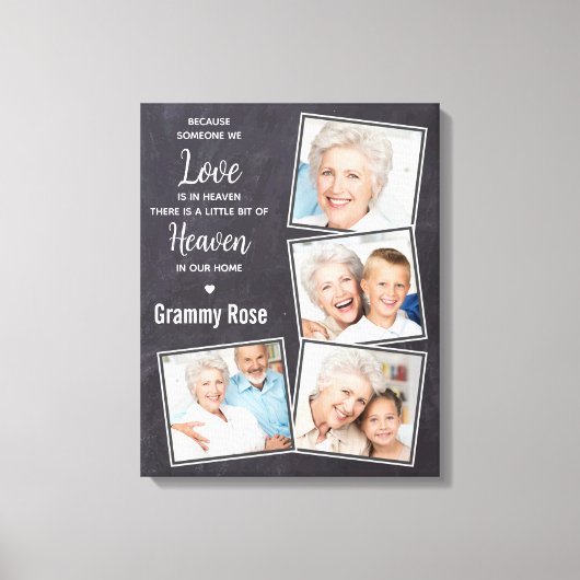 Rustic Herdenking Foto Collage Memorial Canvas Afdruk (Voorkant)