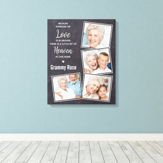 Rustic Herdenking Foto Collage Memorial Canvas Afdruk (Insitu (Houten vloer))