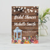 Rustic Herfst Autumn Floral Lantern Vrijgezellenfe Kaart (Staand voorkant)