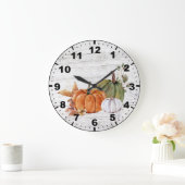 Rustic Herfst Autumn Pumpkins Greenery Barn Wood Grote Klok (Huis)