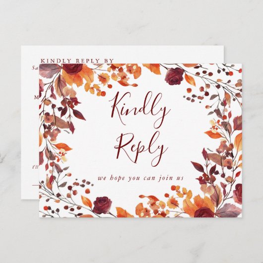 Rustic Herfst Autumn Song Request RSVP Briefkaart (Voorkant / Achterkant)