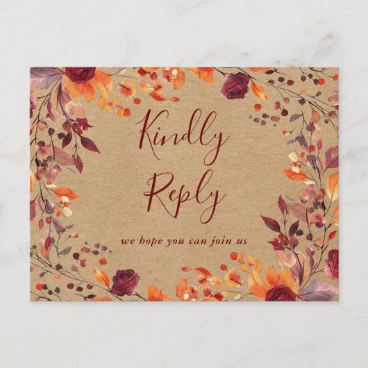 Rustic Herfst Autumn Song Request RSVP Briefkaart (Voorkant)