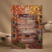 Rustic Herfst Autumn Woodland String Lights Weddin Kaart