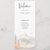 Rustic herfst berglandschap waterverf bruiloft programmakaart (Voorkant)