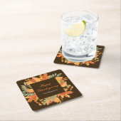 Rustic Herfst Bladeren Vierkant Thanksgiving Kartonnen Onderzetters (Insitu)