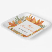 Rustic Herfst Bladeren Vierkant Thanksgiving Papieren Bordje (Gebogen)