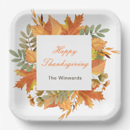 Rustic Herfst Bladeren Vierkant Thanksgiving Papieren Bordje