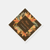 Rustic Herfst Bladeren Vierkant Thanksgiving Servet (Hoek)