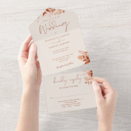 Rustic Herfst Bloem Boho Bruiloft All In One Uitnodiging