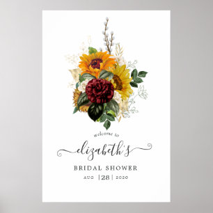 Rustic Herfst Bloemstuk Bruidsfeest Verwelkoming Poster