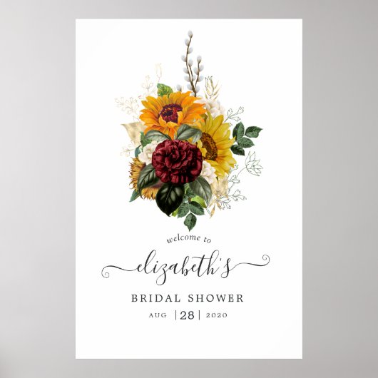 Rustic Herfst Bloemstuk Bruidsfeest Verwelkoming Poster (Voorkant)