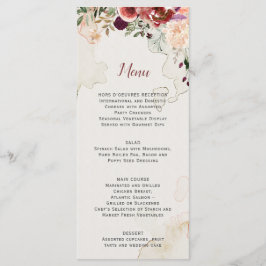 Rustic Herfst Boho Waterverf Bloemen Bruiloftsmenu Menu