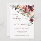 Rustic Herfst Boho Waterverf Bloemen Hart Letterty Kaart (Voorkant)