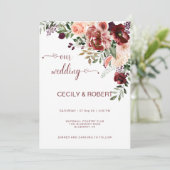 Rustic Herfst Boho Waterverf Bloemen Hart Letterty Kaart (Staand voorkant)