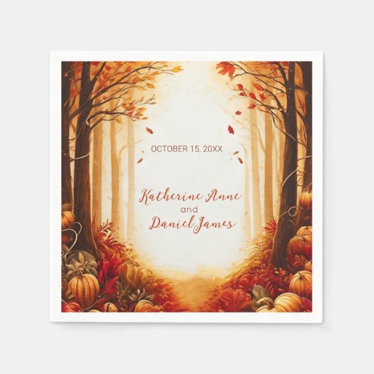 Rustic Herfst Bos Pompoen Trouwen Servet (Voorkant)