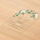 Rustic Herfst Botanische Eucalyptus Bruiloft Acryl Uitnodigingen (Laagn)