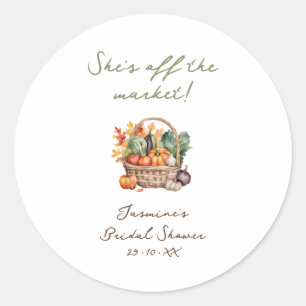 Rustic Herfst Bruidsborrel: Ze is van de Markt Ronde Sticker