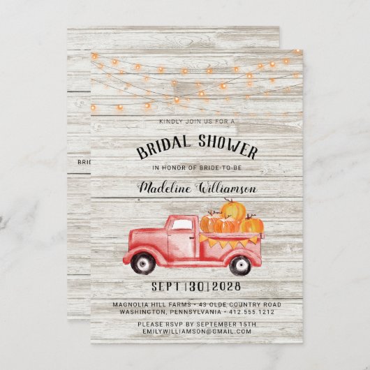 Rustic Herfst Country String Lights Vrijgezellenfe Kaart (Voorkant / Achterkant)