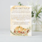 Rustic Herfst Fall Pompoen Details Bruiloft Informatiekaartje (Staand voorkant)
