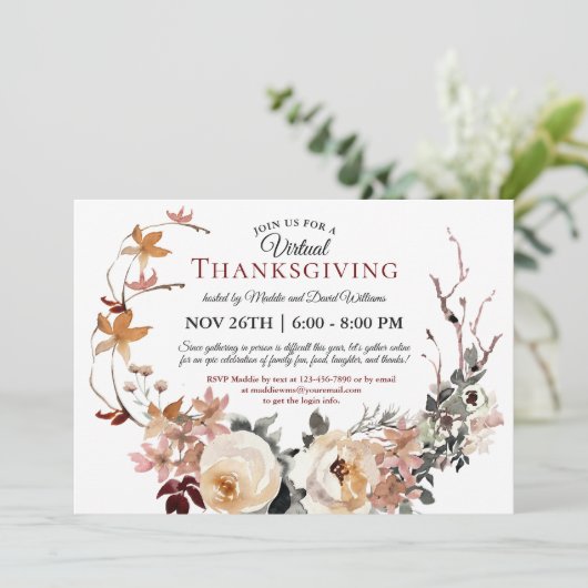 Rustic Herfst Floral - Grote virtuele Thanksgiving Kaart (Staand voorkant)