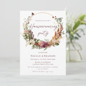 Rustic Herfst Floral Housewarming Party Kaart (Staand voorkant)