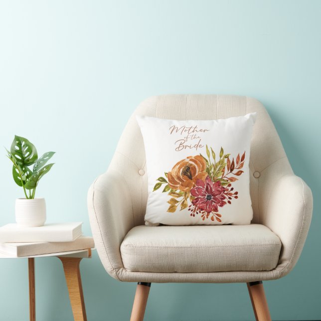 Rustic Herfst Floral Moeder van het bruidshuwelijk Kussen (Stoel)