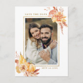 Rustic Herfst Floral Wedding Photo Save the Date Briefkaart (Voorkant)