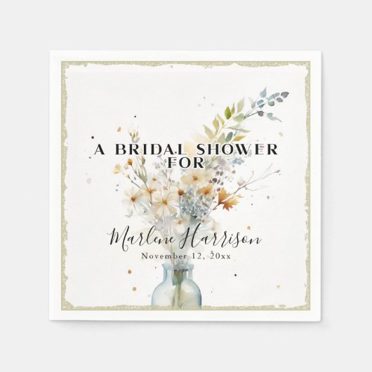 Rustic Herfst Floral Wildflowers Vrijgezellenfeest Servet (Voorkant)