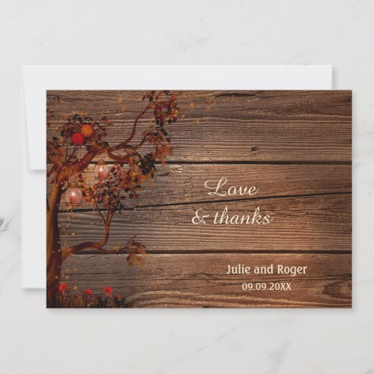 Rustic Herfst Foto bruiloft Hartelijk dank Bedankkaart (Voorkant)