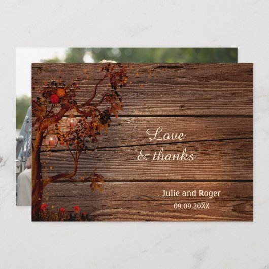 Rustic Herfst Foto bruiloft Hartelijk dank Bedankkaart (Voorkant / Achterkant)