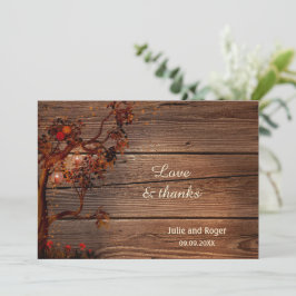 Rustic Herfst Foto bruiloft Hartelijk dank Bedankkaart