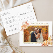 Rustic Herfst Gold Floral Weddenschap Foto bedankt Briefkaart