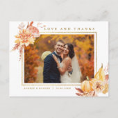 Rustic Herfst Gold Floral Weddenschap Foto bedankt Briefkaart (Voorkant)