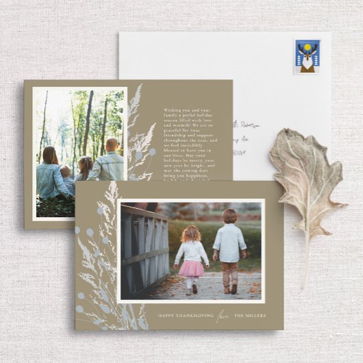 Rustic Herfst Grasses Thanksgiving Fotokaart Kaart