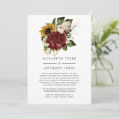 Rustic Herfst - Herfst Bloemen Kleinere Bruiloftsg Aankondiging (Staand voorkant)