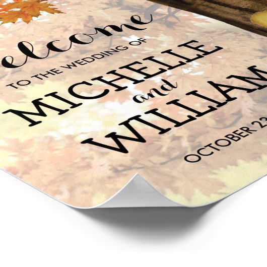 Rustic Herfst herfst Boom Licht Welkomsthuwelijk Poster (Hoek)