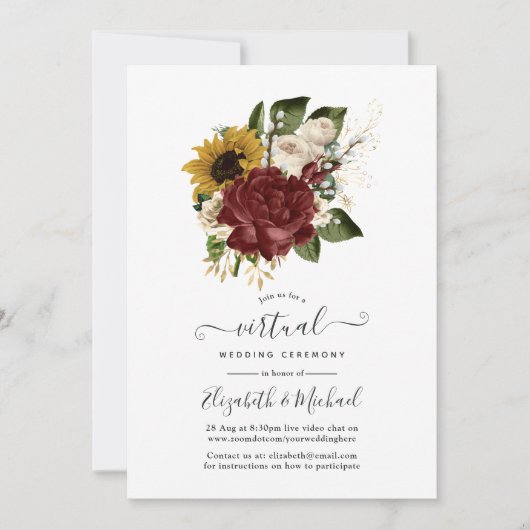 Rustic herfst - Herfst Floral Online Virtual Weddi Kaart (Voorkant)