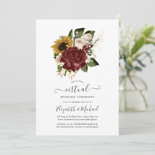 Rustic herfst - Herfst Floral Online Virtual Weddi Kaart (Staand voorkant)