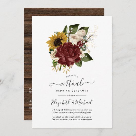 Rustic herfst - Herfst Floral Online Virtual Weddi Kaart (Voorkant / Achterkant)