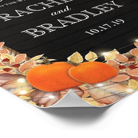 Rustic Herfst herfst Pumpkin Welkomsthuwelijk Poster (Hoek)