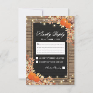 Rustic Herfst Huwelijksreactie Pompoen Huwelijks RSVP Kaartje