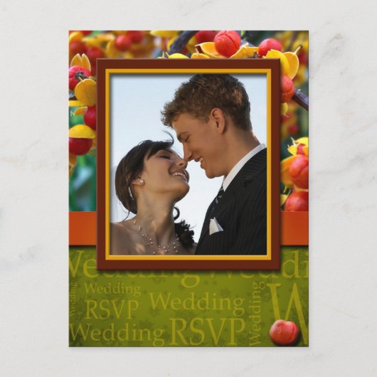 Rustic Herfst in Love Wedding RSVP Foto Briefkaart (Voorkant)
