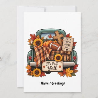 Rustic Herfst Is Er Y'all Kruis Football Herfst Gr Kaart