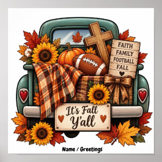 Rustic Herfst Is Er Y'all Kruis Football Herfst Gr Poster