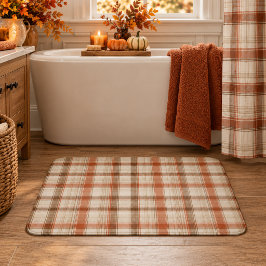 Rustic Herfst Klassiek Geruit Roest Crème Bruin Badmat