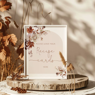 Rustic herfst laat hier uw receptenkaart achter po poster