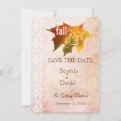 Rustic Herfst Liefde Kant Bruiloft SAVE THE DATE Kaart (Voorkant)