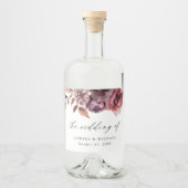 Rustic Herfst Marsala Bloem Bruiloft Likeurfles Etiket (Voorkant)