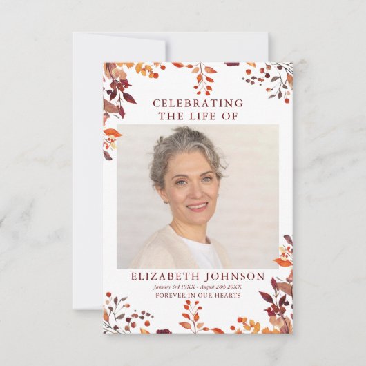 Rustic Herfst Memorial Funeral Prayer Fotokaart (Voorkant)