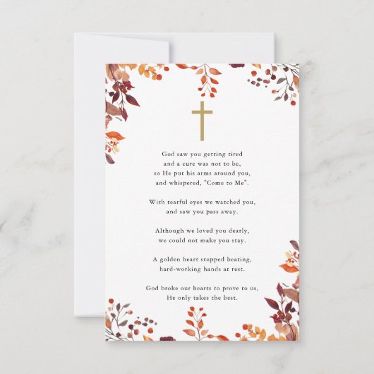 Rustic Herfst Memorial Funeral Prayer Fotokaart (Achterkant)